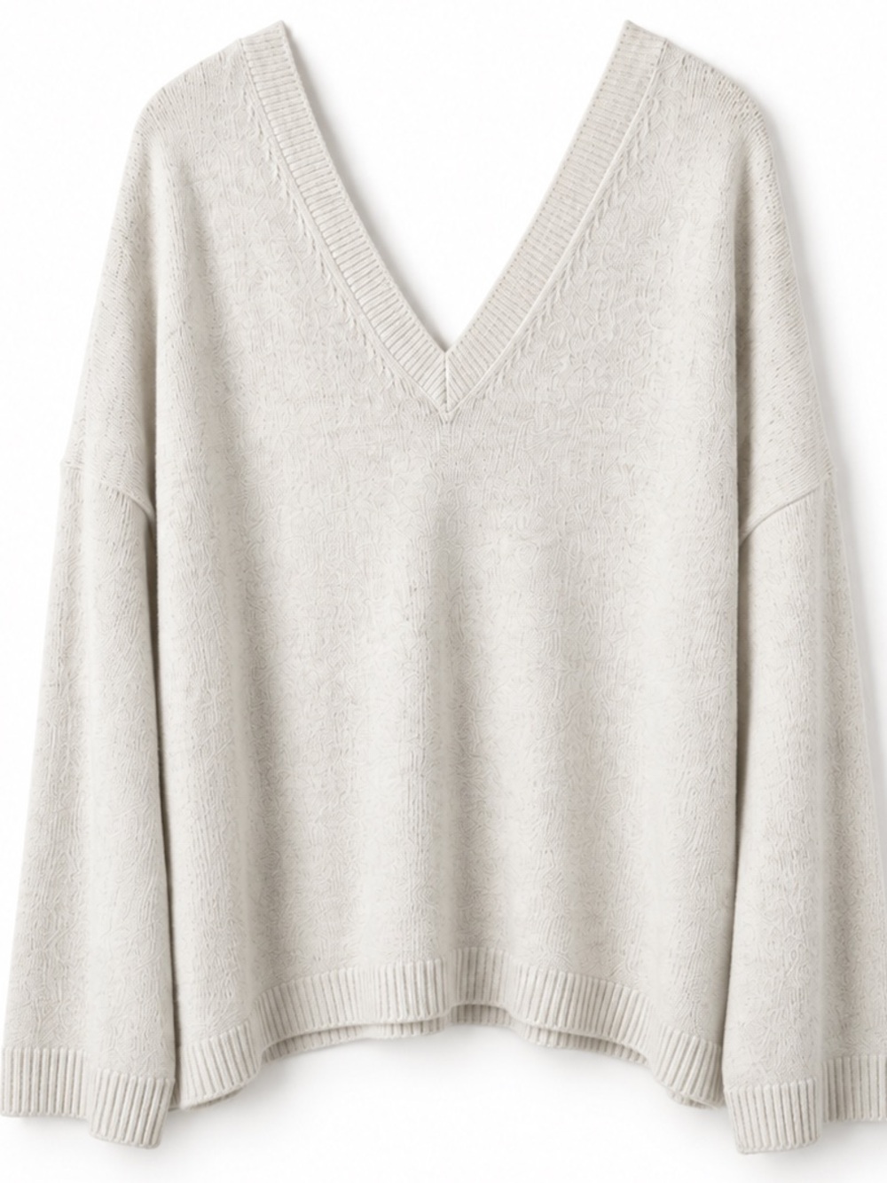 Madewell Double V-Neck Sweater in Light Beige/Cream